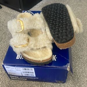Birkenstock Arizona Big Buckle Shearling beige cream US 9 narrow